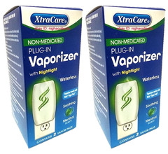 2x Xtra Care Non Medicated Plug In Vaporizer w/ Nightlight Waterless Menthol NEW