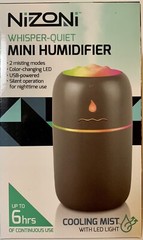 Brand New Portable Nizoni Whisper Quiet Mini Humidifier USB Powered 2 Mist Modes