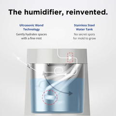 Carepod One Stainless Steel Humidifier for Large Room, Quiet & Safe for Baby, On