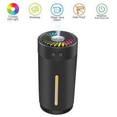 300ml Mini Ultrasonic USB Humidifier W/7 Colors LED Light Dual Mist Modes Y2I8