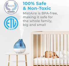 Mistaire Ultrasonic Cool Mist Humidifier – Quiet Air Humidifier for Bedroom, Nur