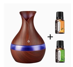 Mini Wood Grain Essential Oil Diffuser USB Aromatherapy Humidifier 300mL #17
