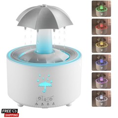 Aesthetic 2-in-1 Humidifier Oil Diffuser with 360° Rotating Raindrop & 7 LED …