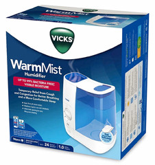Vicks WarmMist Warm Mist Tabletop Humidifier 1 Gal Auto Shut-Off White/Blue