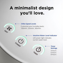 Carepod One Stainless Steel Humidifier for Large Room, Quiet & Safe for Baby, On