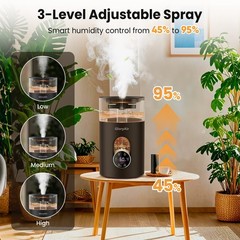 Warm & Cool Mist Humidifier – GloryAir Black 6L Quiet Fill Humidifiers for Bedro