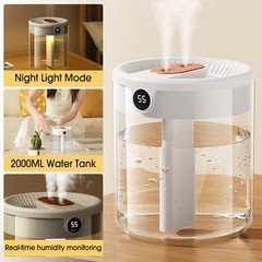 2L Quiet Digital Humidifier Visible Water Tank USB Desktop Air Mist Diffuser