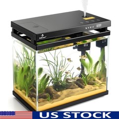 Smart Desktop Aquarium 2.3 Gal LED Light Humidifier Filter 3-Speed Pump Timer US