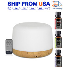 Ultra Quiet 500ml Cool Mist Humidifier 7Color LED Essential Oil Diffuser Bedroom