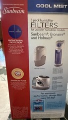 Sunbeam SF235 Holmes E Cool Mist Humidifier Replacement Filters NEW Pack of 3