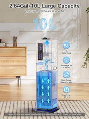 10L/2.64Gal Humidifier, Top Fill Quiet Ultrasonic Cool Mist Humidifiers for Bedr
