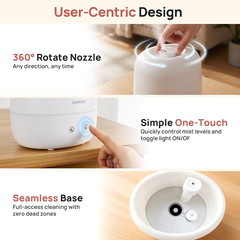 Humidifiers for Bedroom, 2L Cool Mist Humidifier, 24Db Quiet Sleep | 25H Runtime