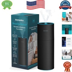 Matte Black Portable Humidifier with 2 Mist Settings & Calming Ambience Light