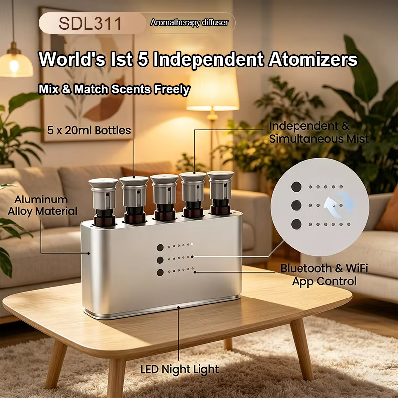 Smart WiFi & Bluetooth App 5 Scents Luxury Waterless Fragrance Diffuser