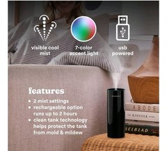 Homedics Breathe Better Portable Ultrasonic Humidifier USB Powered, Yellow