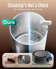Humidificador de acero inoxidable, fácil de limpiar, apto para lavavajillas