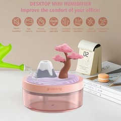 Mini Portable Desktop Humidifiers for Bedroom,Small Humidifier with Cherry Tr…