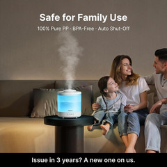 Humidifiers for Bedroom, Large Room, 1.5L Top-Fill, 2 Packs | 3 in 1 Ultrasonic