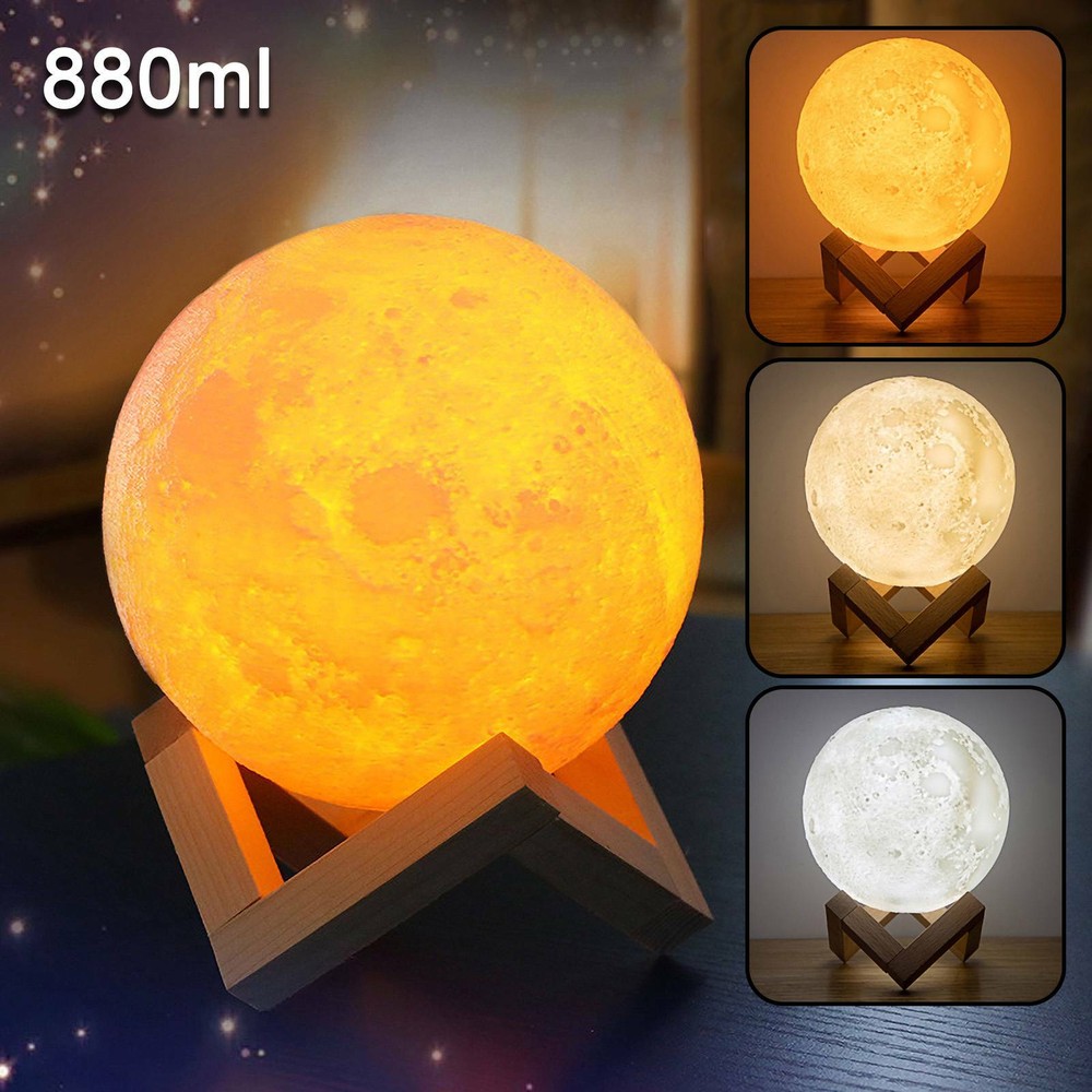 3D Moon Lamp Air Humidifier Diffuser Aroma Essential Oil USB Home Purifier Light