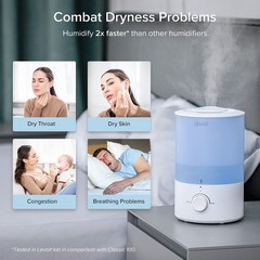 LEVOIT Dual 150 Humidifiers for Bedroom Large Room, 3L 3.0L Humidifier, Blue