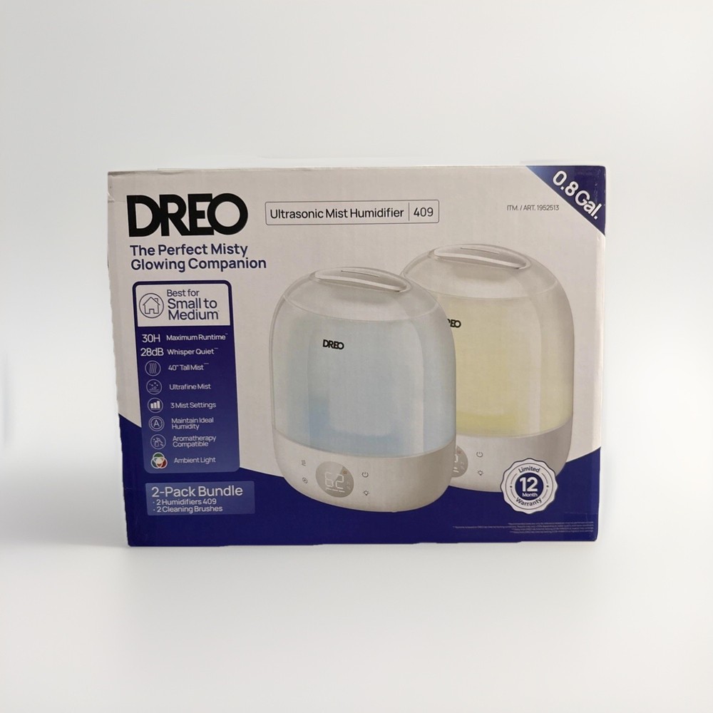 Dreo Ultrasonic Mist Humidifier 0.8 Gal – 2 Pack, Quiet, Auto Shut-Off Bundle