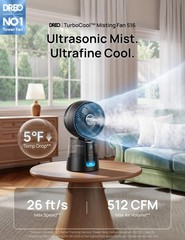 DREO TurboCool Misting Fan 516, 150°+30° Omni-directional 15.7 Inches, Black