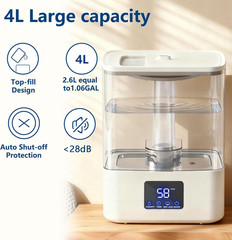 4L Top Fill Humidifiers for Bedroom & 60H Runtime – Cool Mist Humidifier, 3
