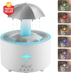 Aesthetic 2-In-1 Humidifier Oil Diffuser with 360° Rotating Raindrop & 7 LED Moo