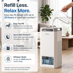 Humidifier for Bedroom & Large Room – Mist Free Evaporative Humidifier and Air P