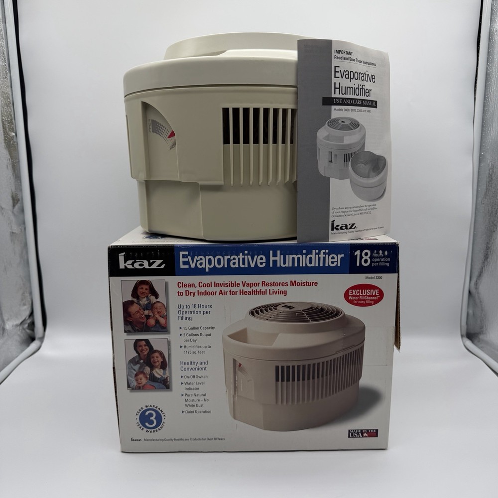 Kaz Evaporative Humidifier Model 3300 1.5 Gallon Capacity Quiet USA – TESTED
