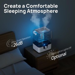 CHIVALZ YZY6001-KC 6L White Cool Mist Humidifier – 26dB Quiet, Nightlight, 50
