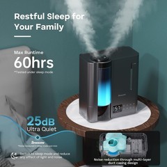 Quiet 8L Top Fill Humidifier with Humidity Sensor – Perfect for Baby & Plants