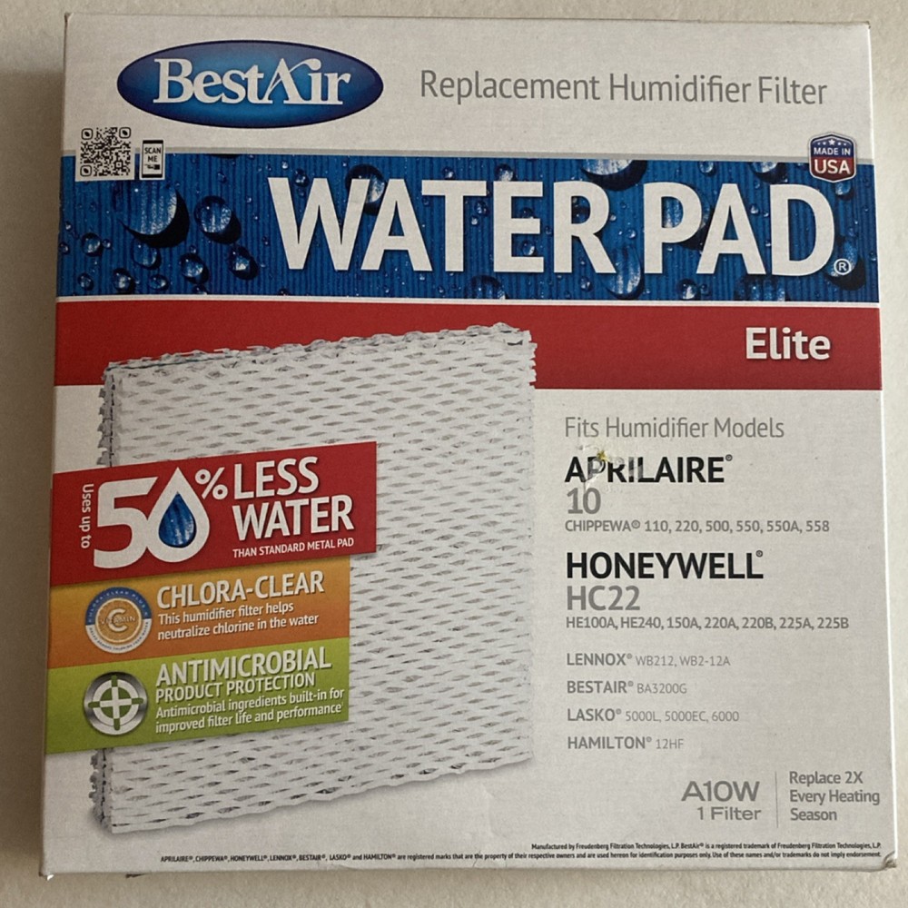 BestAir Elite A10W Humidifier Filter Evaporative Anti-Microbial White Metal
