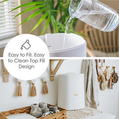 Ultrasonic Cool Mist Humidifier for Large Rooms – No Filters Needed, White