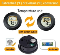JEDEW 2 Pack Hygrometer Thermometer Digital 1 count (Pack of 2), Black