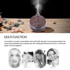 300ml Wood Grain USB Humidifier Colorful LED Night Light Mist Maker For Offic US
