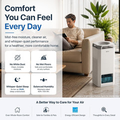 Humidifier for Bedroom & Large Room – Mist Free Evaporative Humidifier and Air P