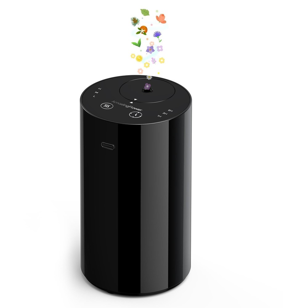 Waterless Essential Oil Diffuser, Portable Aromatherapy Diffuser with Black