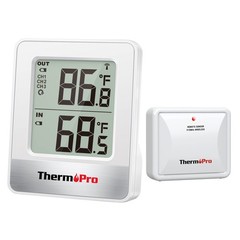 ThermoPro Indoor Outdoor Thermometer Wireless White In-outdoor