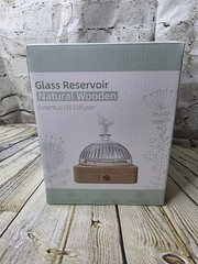 Rohs Glass Dome Essential Oil Diffuser with Reservoir & Wood Base New w Box