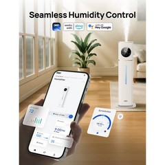 DREO Smart Ultrasonic Humidifier, 100H Runtime for Large Rooms – 3gal