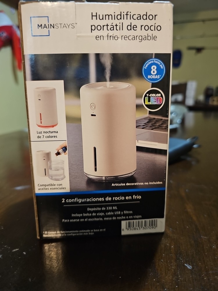 Mainstays Rechargeable Cool Mist Travel Humidifier BNIB 7 Color LED W/Travel Bag
