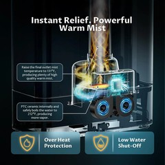 8L Ultrasonic Humidifier for Bedroom, Warm & Cool Mist, 65H Quiet Runtime