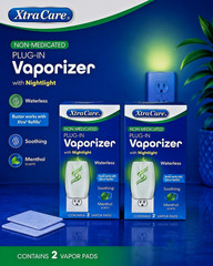 Lot of 2 Xtracare Plug In Waterless Vaporizer Nightlight Menthol Eucalyptus