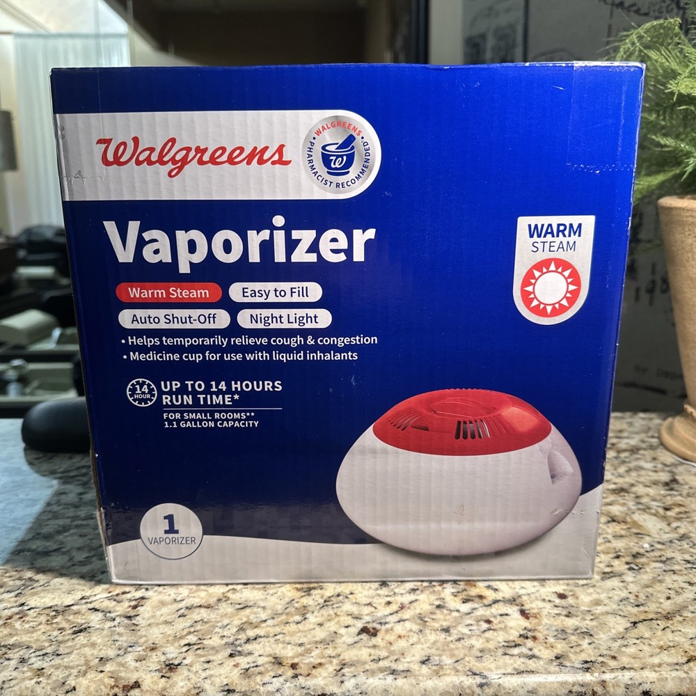 Walgreens Vaporizer Warm Steam Easy to Fill Auto Shut Off Night Light 14 Hr