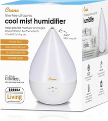 New in Box Crane Droplet Ultrasonic Humidifier, 0.5 Gal, 3 Speed Output, White