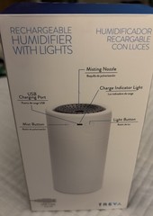 Treva Portable Cool Mist Mini Humidifier w/ Colored LED Lights USB Rechargeable