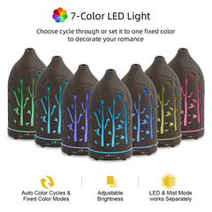 200ml Ultra Quiet Essential Oil Diffuser for Home 7 LED Light BPA-Free Bedroom