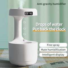 Bedroom Anti-Gravity Humidifier with Clock Water Drop Backflow Aroma Diffuser