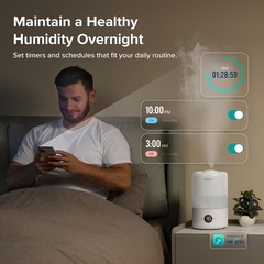 Top Fill Humidifier 3L – White, Essential Oil Diffuser, Auto Humidity Sensor